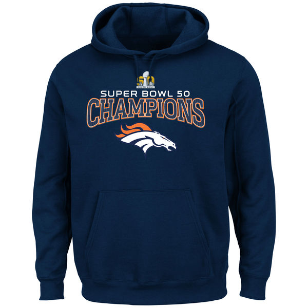 Men Denver Broncos Majestic Super Bowl #50 Champions Choice VIII Hoodie  Navy->denver broncos->NFL Jersey